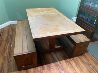 Vintage THIS END UP Table And Two Benches