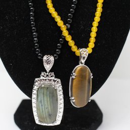 Two Beaded Necklaces With Stainless Pendants (259)