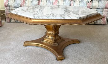 Octagonal Marble And Giltwood Coffee Table
