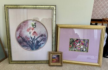 Three Framed Floral Pieces (118)