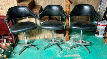 Three Mid Century Swivel Bar Stools (139)