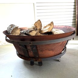 Copper And Iron Look Fire Pit And Wood (6)