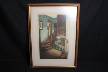 Sulgrave Manor Lithograph - Home Of George Washington By Joseph Finnemore (JW18)