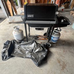Weber Silver Grill And 2 Propane Tanks (18)