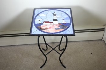 Stained Glass Lighthouse Table