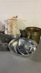Metal Planters, Flower Frog And Logs (b29)