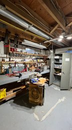 Large Work Bench And Cabinet Lot