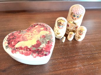 Nesting Doll And Ceramic Heart (209)