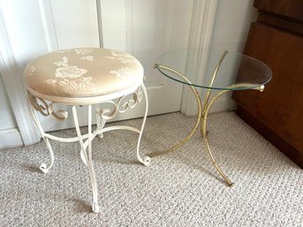 Vanity Stool And Small Glass Table (212)