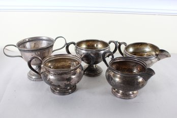 Five Weighted Sterling SIlver Sugar Bowls And Creamers (K8)
