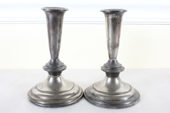 Pewter Or Sterling Candle Holders (K9)