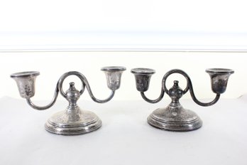 Pair Of Weighted Sterling SIlver Candle Holders (K11)