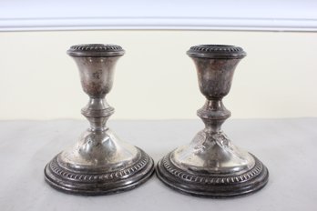 Pair Of Weighted Sterling Silver Candle Holders (K32)