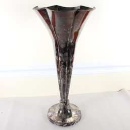 Tall Silverplate Trumpet Vase (K36)