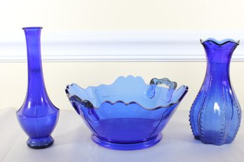 Three Pieces Blue Glass (K42)
