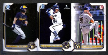 2022 Bowman Chrome:  Sal Frelick, Felix Valerio {1st} &  Aaron Ashby {RC} ...{3-Card Lot}