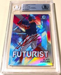2021 Bowman Chrome:  Blaze Jordan (Futurist) - Refractor & Autograph Authentication