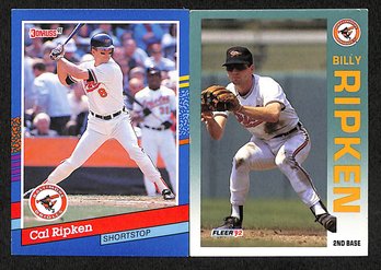 1991 Donruss & 1992 Fleer:  Cal Ripken, Jr. & Brother Billy Ripken