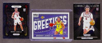 2024 Panini Prizm Draft Picks & '24-'25 Hoops:  Bronny James Jr. {RC - 3 Card Lot}