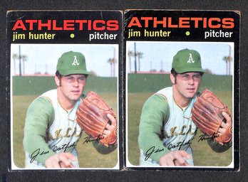 1971 Topps:  Jim 'Catfish' Hunter {2-Card Lot}