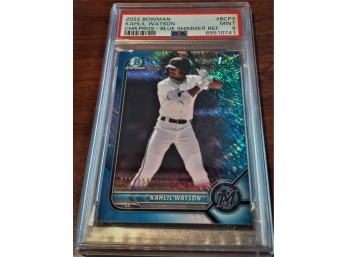 PSA Mint '9' - Kahlil Watson {2022 Bowman 1st:}:   Blue Shimmer - SP #71/150