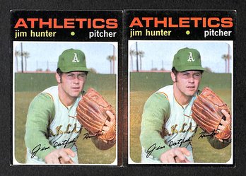 1971 Topps:  Jim 'Catfish' Hunter {2-Card Lot}