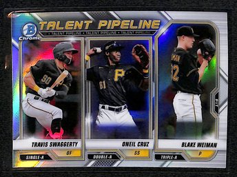 2021 Bowman Chrome:  Travis Swaggerty, ONeil Cruz & Blake Weiman