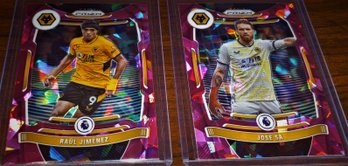 2021-22 Panini Prizm Premier League Soccer Cards:   Raul Jimenez & Jose Sa {2 Cracked Ice Cards}