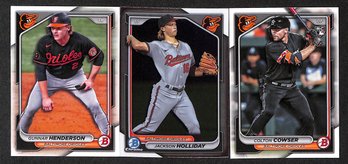 2024 Bowman:  Gunnar Henderson, Jackson Holliday & Colton Cowser {RC}...3-Card Lot