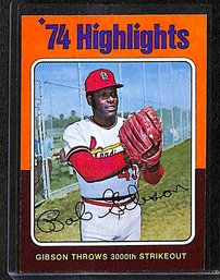 1975 Topps:  Bob Gibson {'74 Career 3000th Strikeout Highlights}