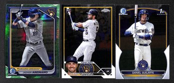 2023-2024 Topps & Bowman Chrome:  Jadher Areinamo {Lunar Glow}, Garrett Mitchell {RC} & Daniel  Guilarte {1st}