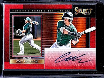 2024 Panini Select:  Colt Emerson Red Prizm Autograph # 82/99
