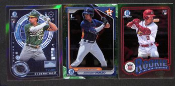 2024 Bowman Chrome: Tyler Soderstrom (RC), Anthony Huezo (1st) & Masyn Winn {3-Card Insert Lot}
