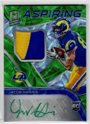 2021 Spectra:  Jacob Harris {Rookie Patch} - Certified Autograph Neon Green SP # 10/35