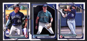Bowman 2024:  Julio Rodriguez, Jonny Farmelo & Tai Peete {3-Card Lot}