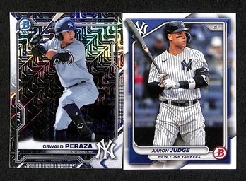 2021 & 2024 Bowman: Oswald Peraza {Mojo Refractor} & Aaron Judge