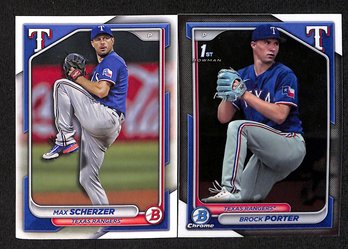 2024 Bowman Chrome:  Max Scherzer & Brock Porter {1st}...2 Card Lot