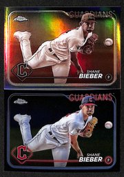 2024 Topps Chrome:  Shane Bieber...2 Card Lot - 1 X Sepia Card
