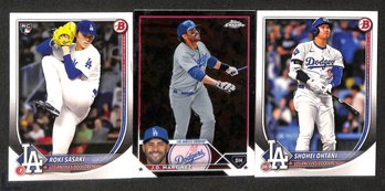 2023 Topps Chrome & 2025 Bowman:  Roki Saski {RC} & J.D. Martinez & Shohei Ohtani