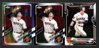2021 Topps Chrome:  Mike Yastrzemski {3-card Lot...1 X Mojo Refractor}