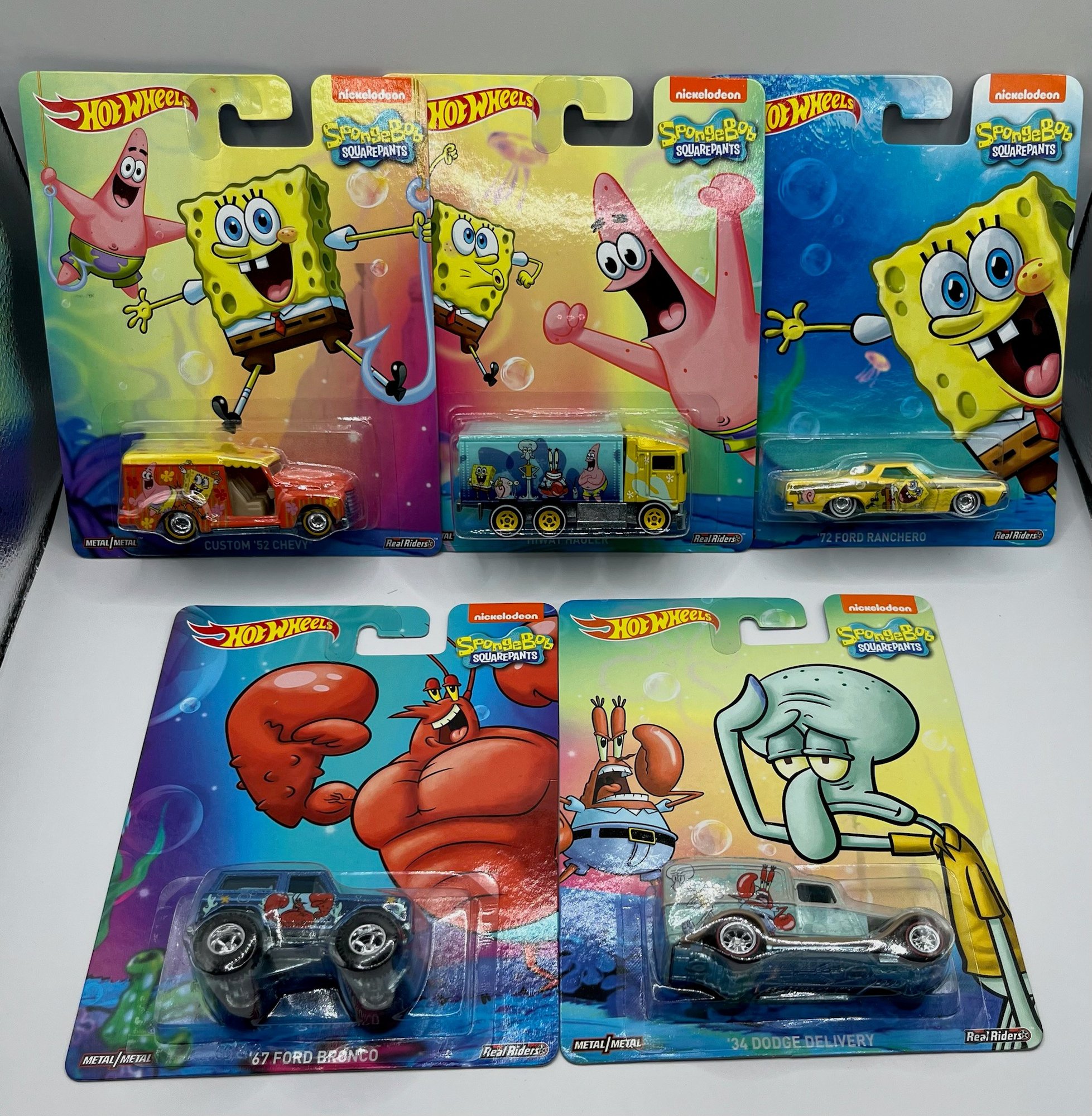 2014 Hot Wheels, Real Riders, Spongebob Squarepants Series, Set Of 5 ...
