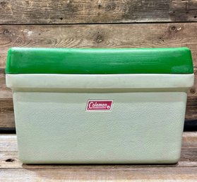 1971 Coleman, Polylite Cooler, Ice Chest, Green & White, Side Locks, 5285-700