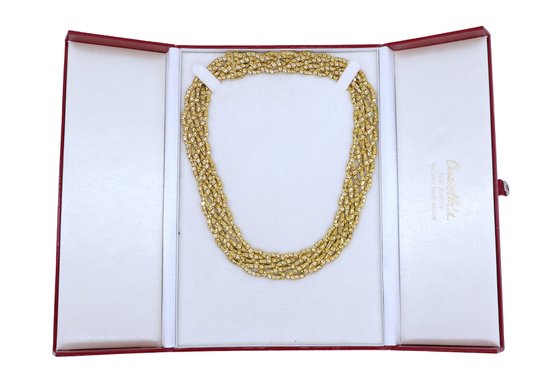 Vintage 18k Yellow Gold Multi Strand Woven Statement Choker- 133.59 Grams!!
