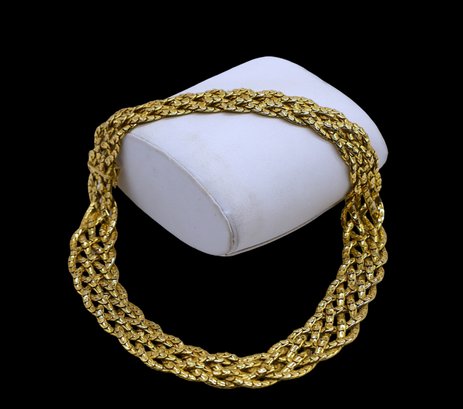 Vintage 18k Solid Yellow GOLD Multi Strand Woven Statement Choker- 133.59 Grams!!