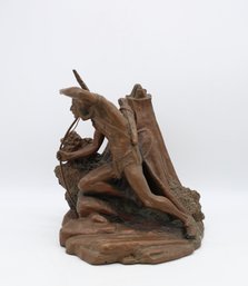 Vintage Weidlich Native American Indian Scout Bronze Sculpture