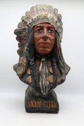 Vintage Chalkware Bust Native American