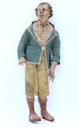 18th Century Carved Italian Polychrome Figurine -shippable