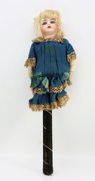 Bisque Antique Marotte Musical On A Stick Doll- Shippable