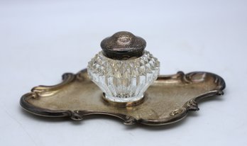 STERLING AND CRYSTAL WITH STERLING TRAY