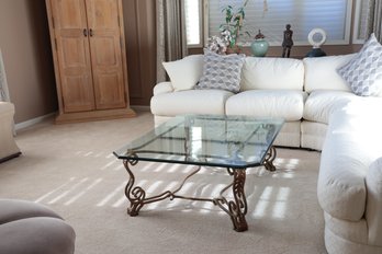 Glass And Iron Coffee Table